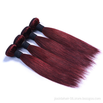 Straight 99J Wine Red Burgundy Weave Raw Mink Brazilian Bundles Cuticle Aligned Virgin Human Hair Extension